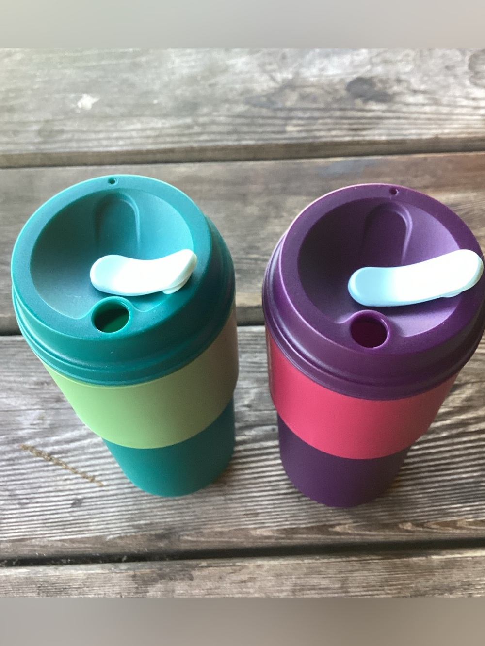 Tupperware Eco To-Go Cups - set of 2 - 16 ounces each - purple and green - Picture 3 of 5